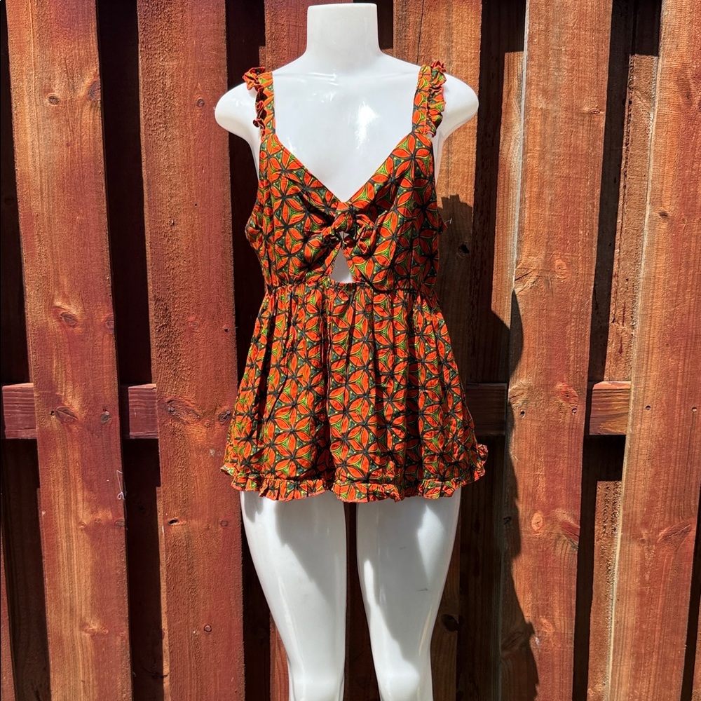 Okay & Me Orange Patterned Camisole Top